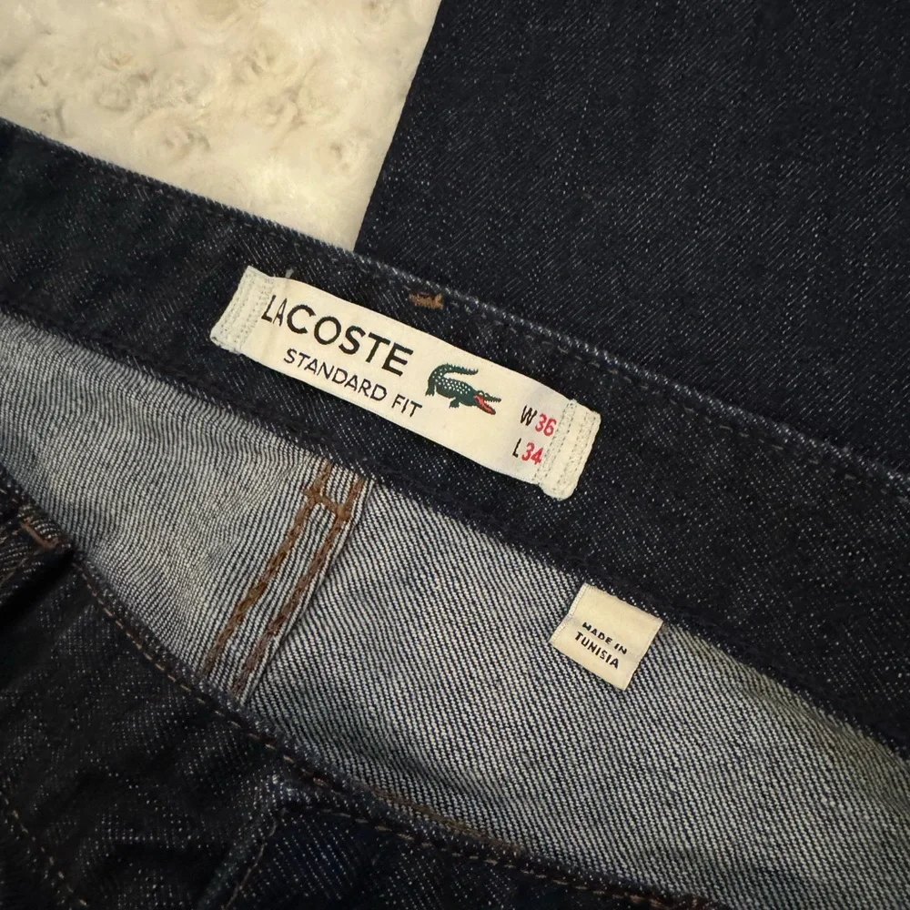 Men’s Lacoste Dark Wash Jeans 36 w 34 length like new - Picture 7 of 8